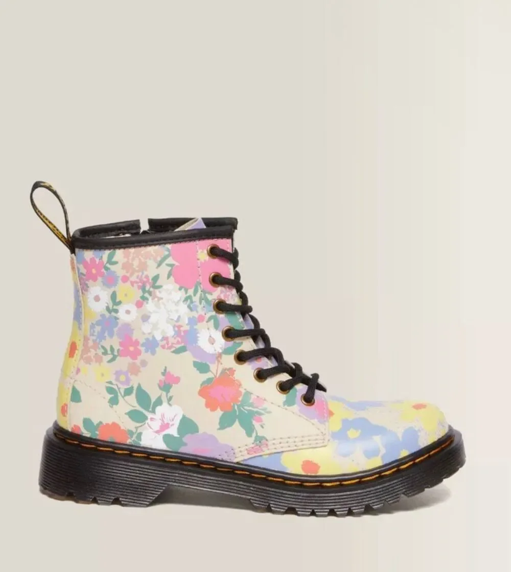 Doc Marten's 1460 Floral Mash Up 100% Leather Lace Up Boots Little Girls Size 2